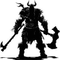 ai gegenereerd silhouet viking krijger in mmorpg spel zwart kleur enkel en alleen vector