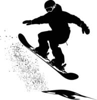 ai gegenereerd silhouet snowboard springt in de lucht zwart kleur enkel en alleen vector