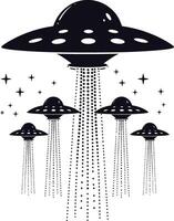 ai gegenereerd silhouet ruimte indringers door ufo zwart kleur enkel en alleen vector