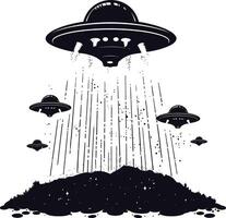 ai gegenereerd silhouet ruimte indringers door ufo zwart kleur enkel en alleen vector