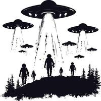 ai gegenereerd silhouet ruimte indringers door ufo zwart kleur enkel en alleen vector