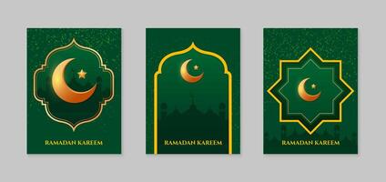 reeks van Islamitisch Ramadan kareem groet kaart ontwerp sjabloon. vector illustratie