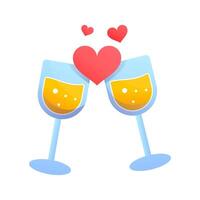 wijn proost voor Valentijn viering icoon vector