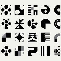 abstract en eenvoudig vormen verzameling. minimalistische symbolen. zwart iconografie. vlak vector icoon. pictogrammen set. primitief vormen. modernistisch abstract meetkundig vormen. meetkundig elementen. brutalist ontwerp