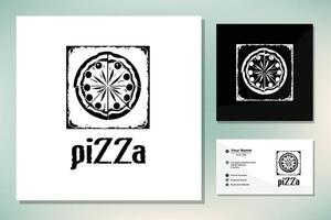 rustiek grunge belettering typografie van pizza logo ontwerp vector