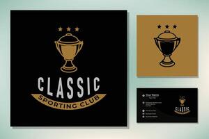 kampioen trofee kop voor wijnoogst retro sport bar club cafe taverne restaurant logo ontwerp inspiratie vector