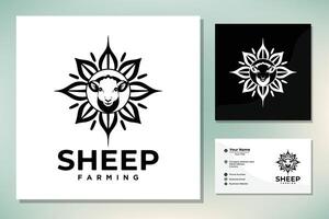 artistiek lam schapen ooi met mandala ornament patroon zon bloem logo ontwerp vector