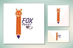 schattig vos staart met potlood voor kinderen onderwijs logo ontwerp inspiratie vector