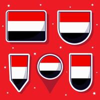 Jemen nationaal vlag tekenfilm vector illustratie icoon mascotte bundel pakketten