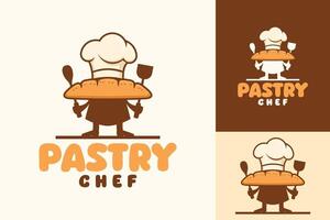 gebakje chef mascotte brood keuken logo ontwerp vector