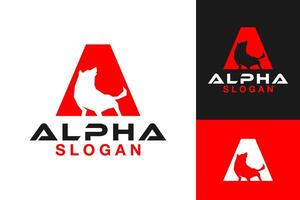 brief een alpha wolf logo ontwerp vector