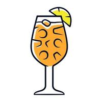 sangria oranje kleur icoon. glas op voet met drank en stukjes fruit. gemakkelijke traditionele spaanse alcoholische cocktail. zomers verfrissend drankje. punch met wijn en sap. geïsoleerde vectorillustratie vector