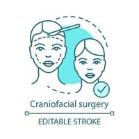 craniofaciale chirurgie concept icoon. chirurgische subspecialiteit idee dunne lijn illustratie. hoofd, gezicht, nek misvormingen. plastische en reconstructieve chirurgie. vector geïsoleerde overzichtstekening. bewerkbare streek