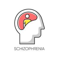 schizofrenie kleur icoon. onduidelijk denken. verwarde geest. mentale stoornis. paranoia en angst. abnormaal gedrag. klinische psychologie. psychiatrische ziekte. geïsoleerde vectorillustratie vector