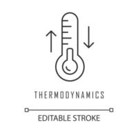 thermodynamica lineaire pictogram. temperatuurschommelingen. thermische effecten. fysieke processen voor verwarming en koeling. dunne lijn illustratie. contour symbool. vector geïsoleerde overzichtstekening. bewerkbare streek