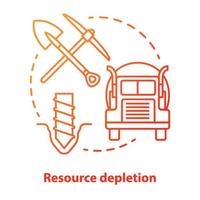 resource uitputting concept icoon. natuurlijke mineralen uitputting idee dunne lijn illustratie in het rood. niet-hernieuwbare hulpbronnen, winning en consumptie. vector geïsoleerde overzichtstekening