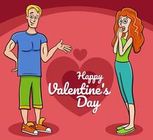 valentijnsdag dag ontwerp met grappig jong paar in liefde vector