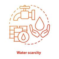 waterschaarste concept icoon. gebrek aan schoon drinkwater idee dunne lijn illustratie in het rood. middelenbeheer en rationeel verbruik. vervuiling van de rivier. vector geïsoleerde overzichtstekening