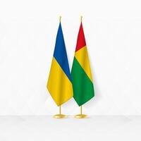 Oekraïne en Guinea-Bissau vlaggen Aan vlag stellage, illustratie voor diplomatie en andere vergadering tussen Oekraïne en guinea-bissau. vector