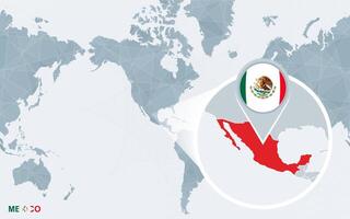 wereld kaart gecentreerd Aan Amerika met uitvergroot Mexico. vector