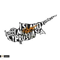 typografie kaart silhouet van Cyprus in zwart en vlag kleuren. vector