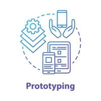 prototype concept icoon. software development tools idee dunne lijn illustratie. app-programmering voor mobiele apparaten. responsief applicatieontwerp. applicatiebeheer. vector geïsoleerde overzichtstekening