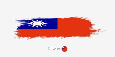 vlag van Taiwan, grunge abstract borstel beroerte Aan grijs achtergrond. vector