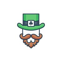 elf van Ierse folklore icoon. baard lijn kleur icoon, st. Patrick dag. vector illustratie