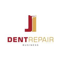 eerste brief j deuk reparatie icoon logo ontwerp sjabloon vector