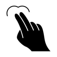 touchscreen gebaar glyph icoon. dubbeltikken, 2x klikken met gebaren. menselijke hand en vingers. sensorische apparaten gebruiken. silhouet symbool. negatieve ruimte. vector geïsoleerde illustratie