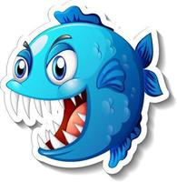 boze piranha vis cartoon sticker vector