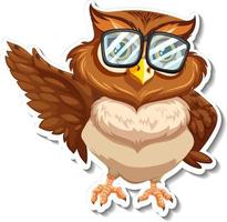 uil vogel met bril dieren cartoon sticker vector