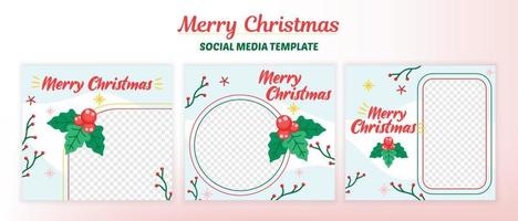 vrolijk kerstfeest sociale media sjabloon set vector