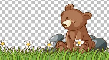 beer zittend op het grasveld op rasterachtergrond vector