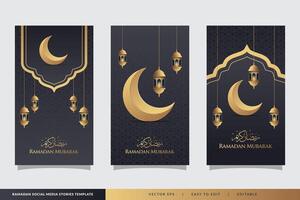 Ramadan Islamitisch sociaal media verhalen verzameling sjabloon vector