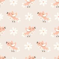 vogelstand en bloemen pastel gekleurde naadloos patroon vector