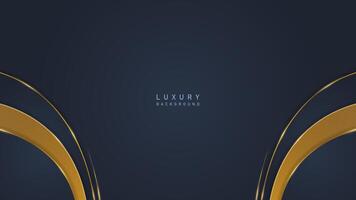 luxe modern donker blauw achtergrond met kromme gouden ornament. luxe premie vector ontwerp