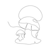 champignons doorlopend single lijn kunst tekening en illustratie vector ontwerp