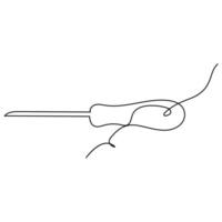 schroevedraaier doorlopend single lijn en elektrisch schroevedraaier schets vector kunst tekening en illustratie