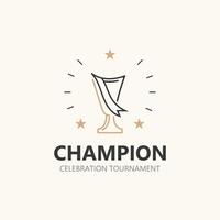 modern trofee lijn kunst logo winnaar en kampioenschap kop ontwerp, minimalistische gemakkelijk element vector