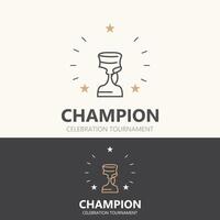 modern trofee lijn kunst logo winnaar en kampioenschap kop ontwerp, minimalistische gemakkelijk element vector
