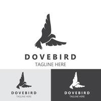 duif vogel elegant vliegend logo ontwerp natuur dieren in het wild etiket stijl wijnoogst beeld vector