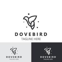 duif vogel elegant vliegend logo ontwerp natuur dieren in het wild etiket stijl wijnoogst beeld vector