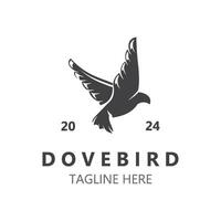 duif vogel elegant vliegend logo ontwerp natuur dieren in het wild etiket stijl wijnoogst beeld vector