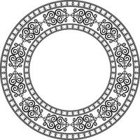vector monochroom zwart ronde yakut ornament. eindeloos cirkel, grens, kader van de noordelijk volkeren van de ver oosten-