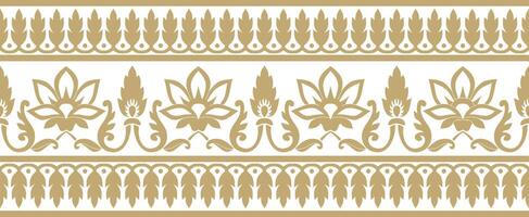 vector naadloos goud Indisch nationaal ornament. etnisch eindeloos fabriek grens. bloemen kader. klaprozen en bladeren