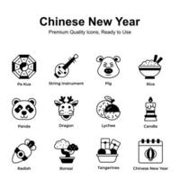 premie kwaliteit Chinese nieuw jaar pictogrammen set, klaar naar gebruik vectoren