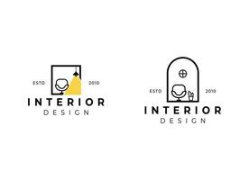 interieur minimalistische kamer, galerij meubilair logo ontwerp vector
