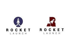 lancering nemen uit raket Jet vlak ruimte modern logo woord Mark logotype ontwerp vector