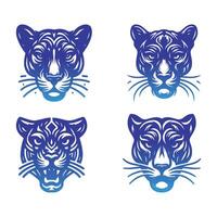 reeks van helling panter gezicht logo ontwerpen voor vector illustratie.
